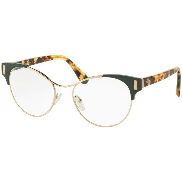 PRADA PR61T VAY-1O1 Pale Gold/Blue Eyeglasses New Authentic 52-18-135 - Picture 1 of 5